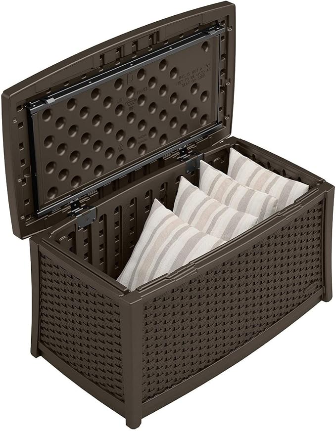 Suncast Elements Outdoor Resin Wicker Coffee Table with Storage, Java (2 Pack)