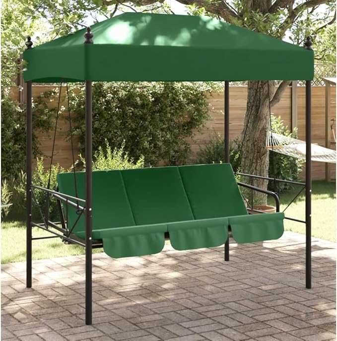 Outdoor Convertible Garden Swing Bench with Canopy, 3-Seater Patio Porch Swing Bed, Heavy Duty Powder-Coated Steel Frame - Photo 1