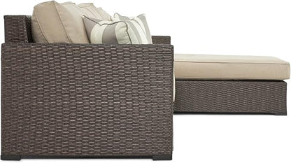 Serta Laguna Brown Resin Wicker Outdoor Patio Furniture Collection, Easy Assembly, Porch or Pool, Storage Sectional Brown Wicker