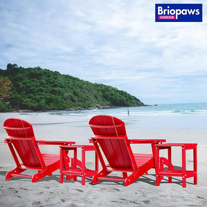 BRIOPAWS Outdoor-Side-Table | Small | HDPE Plastic | Patio End-Table | 2-Shelf Adirondack Outside Tables | All Weather | for Poolside Front Porch Indoor Living Room | 14" x 13" | Red