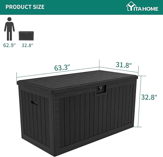 YITAHOME 230 Gallon Large Deck Box with Divider & Side Handles, Outdoor Double-Wall Storage for Patio Furniture Cushions - Photo 6