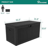 YITAHOME 230 Gallon Large Deck Box with Divider & Side Handles, Outdoor Double-Wall Storage for Patio Furniture Cushions - Photo 6