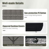LDAILY Moccha Outdoor Daybed, Wicker Loveseat Sofa Set with 4-Postion Adjustable Backrest, Storage Ottoman, Cushions - Photo 8