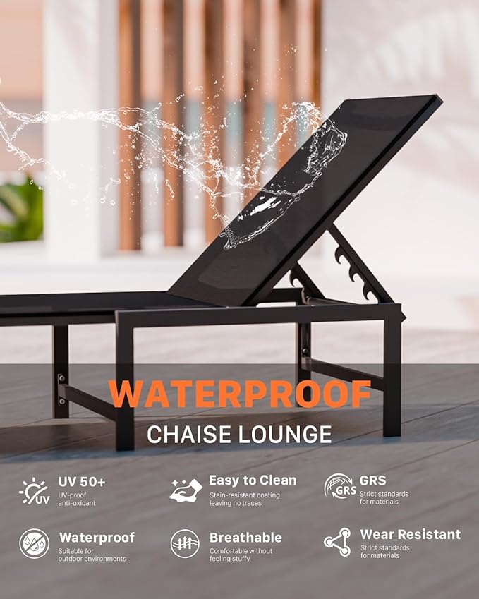 Chaise Lounge Chair Outdoor, Aluminum Patio Lounge Chairs - Photo 6