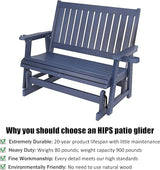 HIPS Patio Glider with Cup Holders, Durable Poly Lumber Material, All-Weather Resistant - Photo 4