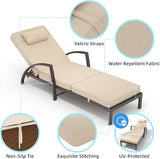 2 Pieces Pool Chaise Lounge Chairs, All-Weather Outdoor Rattan Reclining Chair with Cushion - Photo 4