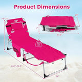 Goplus Tanning Chair with Face Arm Holes, Portable Sunbathing Chair w/4-Level Backrest, Head Pillow - Photo 3