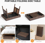 VINGLI Outdoor Folding Rattan Side Table, Portable Wicker End Table for Patio, Garden, Poolside, and Indoor Use - Photo 5