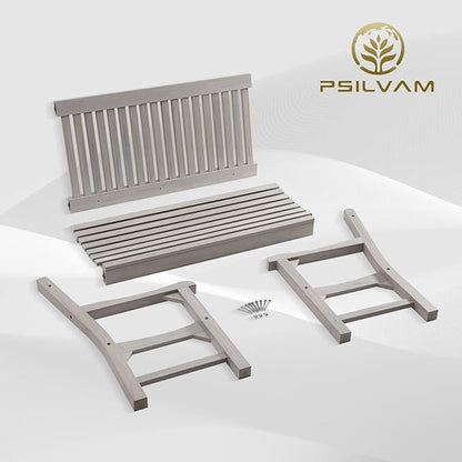 Psilvam Garden Bench, 2-Person Poly Lumber Patio Bench, All-Weather Outdoor Bench that Never Rot and Fade, Memorial Bench, Suit for Garden, Porch and Park(Grey)