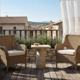 Faux Stone Side Table Square End Table, Patio Small Drink Table for Small Spaces - Photo 3