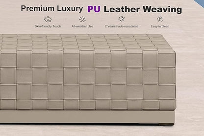 PURPLE LEAF Patio Chaise Lounge Chair, PU Leather Outdoor Chaise Lounge 1 Piece Aluminum Pool Lounge Chair with 5-Position Adjustable Backrest for Pool, Deck, Garden, Sunbathing, Taupe