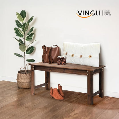 VINGLI Outdoor Wood Bench, 40" Outdoor Bench Patio Wooden Bench Garden Bench Outdoor Backless Bench for Deck Patio (Carbonized)