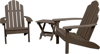 Highwood Classic Westport Adirondack Chairs with Side Table, Weathered Acorn