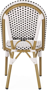 Christopher Knight Home Philomena Outdoor French Bistro Chair (Set of 4), Black + White + Bamboo Print Finish - Photo 8