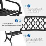 On Shine 50'' Patio Garden Bench, Loveseats Patio Park Bench, Black Steel Cast Iron Frame Bench - Photo 4
