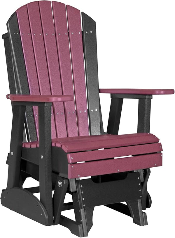 LuxCraft 2' Adirondack Glider Chair, Outdoor Patio Rocking Glider, Gliding Rocker for Outside (Cherrywood & Black) - Photo 1