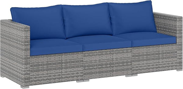Tangkula 3 Seat Outdoor Wicker Sofa Set, Modular PE Rattan Patio Cushioned Sectional Couch Set - Photo 1