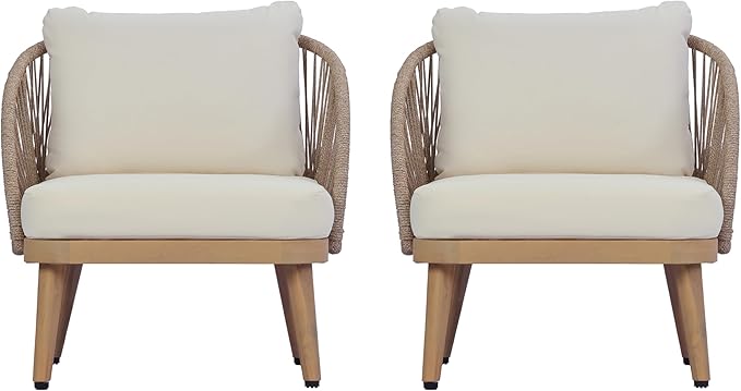 Christopher Knight Home Lydia Set of 2 Boho Patio Furniture Acacia Wood Club Chairs, Outdoor Lounge Chairs - Photo 6
