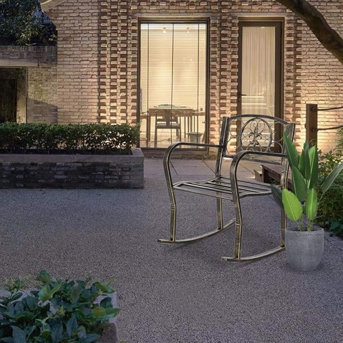 Outdoor Patio Rocking Chair, Rocking Chairs Adult Patio Carved Vintage Outdoor Indoor - Photo 5