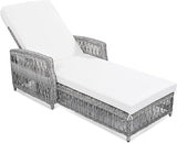 2 Pieces Outdoor Long Reclining Chaise, All Weather Wicker Lounge with Armrests - Photo 6
