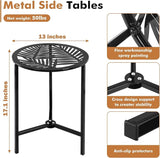 Party Zealot Set of 2 Small Round Metal Side Tables, 13-Inch Black Outdoor End Tables for Patio, Balcony - Photo 3