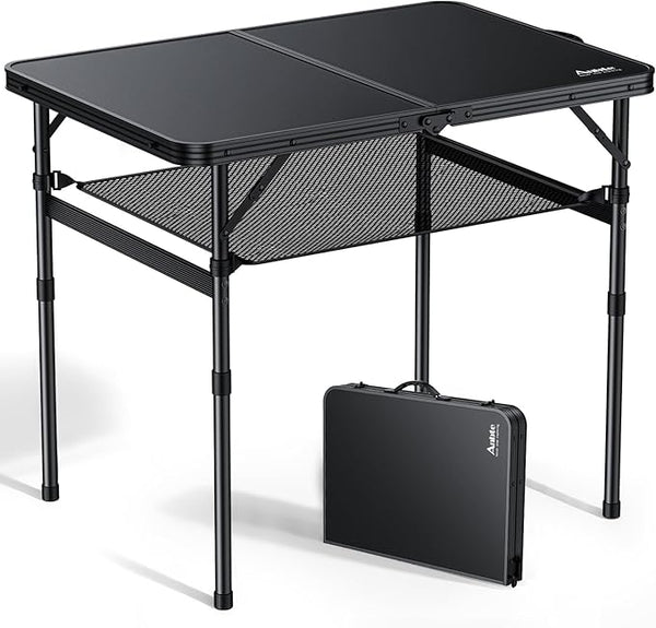 Anbte Folding Camping Table, 36" x 24" Portable Table Adjustable Height Max 28 inch Aluminum Folding Table with Storage - Photo 1