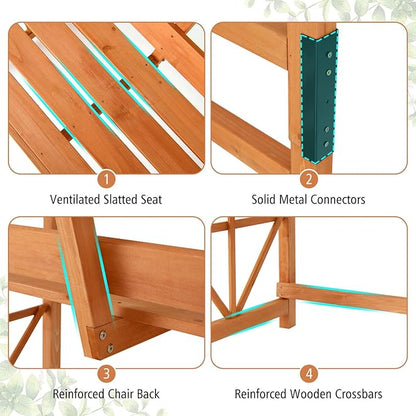 6.25ft Garden Arbor with Bench, Wooden Arch w/Side Trellis for Climbing Plants & Vines, 2-Person Outdoor Seating, Country Botanicals Decoration for Backyard, Deck, Patio