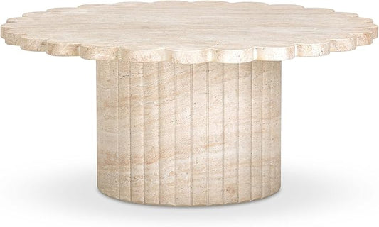 Tov Furniture Blossom Washed Travertine Finish Indoor/Outdoor Coffee Table