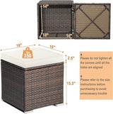 MEDIMALL Patio Wicker Ottoman Set of 2, Multipurpose Outdoor Footstool w/Removable Cushions, Rattan Side Table w/Storage - Photo 3