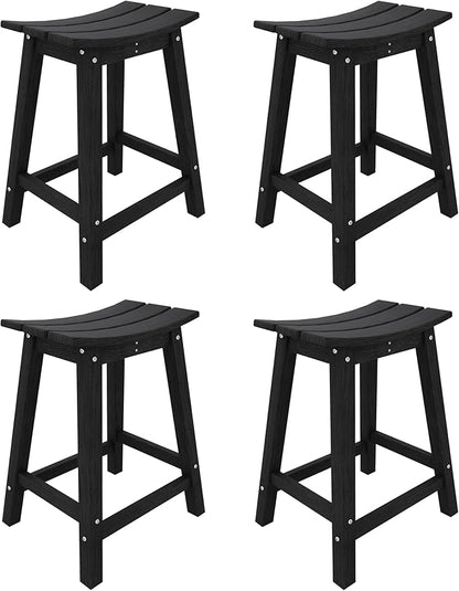 GarveeLife Weather Resistant Barstool Outside Stools for Bars, HDPE Bar Stools Set Outdoor, Outdoor Barstool Set of 2 with Footrest, Adirondack Bar Height Stools