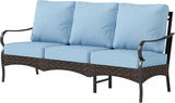 PHI VILLA Wicker & Metal Outdoor Patio Couch, 3-Seat Patio Sofa with Deep Seating for Front Porch, Deck, Balcony - Photo 8