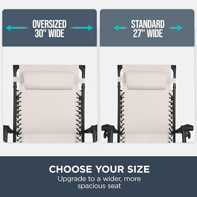 Best Choice Products 30” Wide Folding Zero Gravity Outdoor Recliner Patio Lounge Chair w/Adjustable Canopy Shade - Photo 4