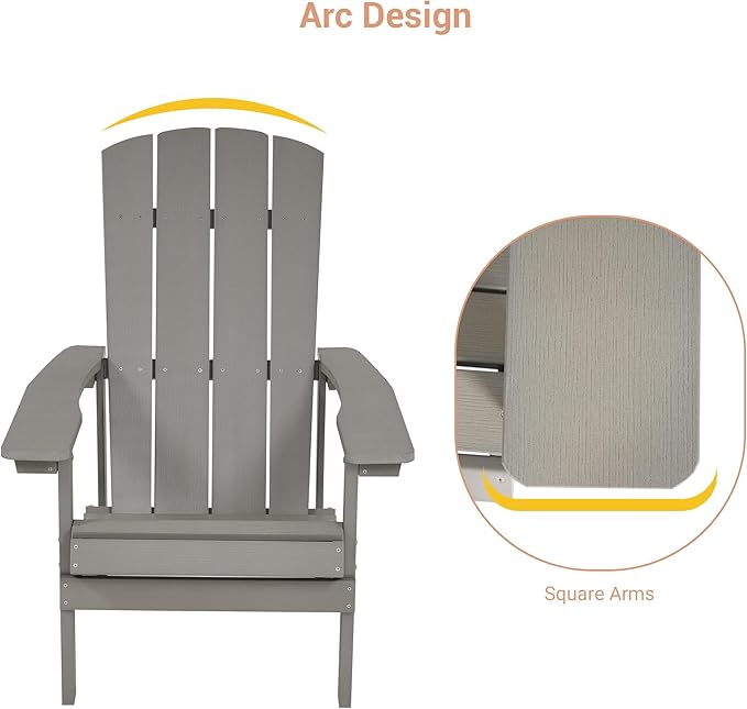 Adirondack Chairs, Plastic Adirondack Chairs Set of 2, All-Weather Resistant, Widely Used in Outdoor, Fire Pit, Deck, Outside, Garden