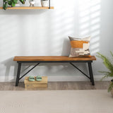 HAPPYGRILL Folding Picnic Bench Set of 2, 55” Long Rectangular Wooden Dining Camping BBQ Benches - Photo 5