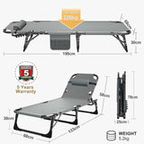 MOPHOTO Folding Lounge Chair 5-Position, Folding Cot, Portable Outdoor Chaise Lounge Chair for Sun Tanning - Photo 6