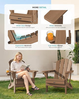 Ciokea Folding Adirondack Chair 6 Pack, Patio Adirondack Chair Weather Resistant, Plastic Fire Pit Chair with Cup Holder - Photo 6