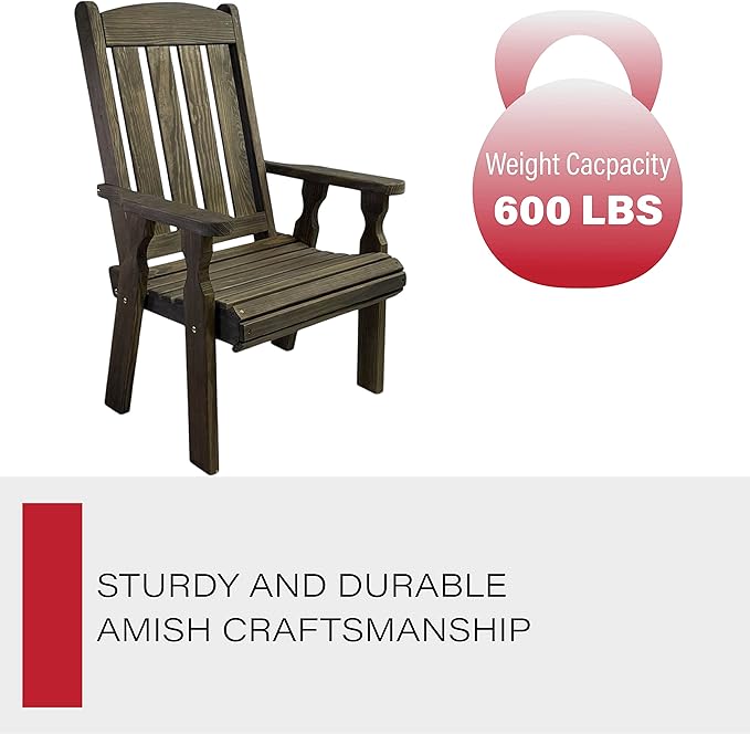 Amish Casual Heavy Duty 600 Lb High Back Mission Treated Patio Chair (Dark Walnut Stain)