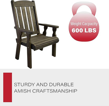 Amish Casual Heavy Duty 600 Lb High Back Mission Treated Patio Chair (Dark Walnut Stain)
