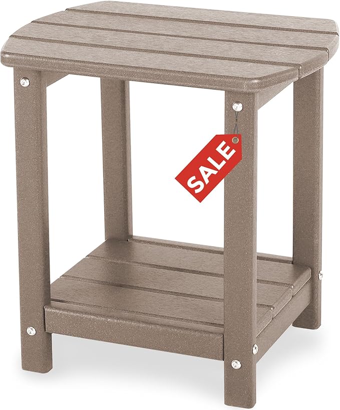 Adirondack Square Outdoor Side Table, 2-Tier Storage Patio Side Table - Photo 1