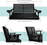 Wooden Porch Swing 2-Seater, High Backrest and Deep Seat, Bench Swing with Cupholders, Hanging Chains and 7mm Springs - Photo 6
