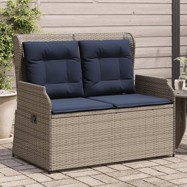 2-Seater Reclining Patio Bench with Cushions, Outdoor Garden Loveseat - Photo 1