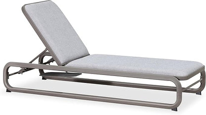 PURPLE LEAF Outdoor 3 Pieces Chaise Lounges Layout Lounges for Outside Slide-Out Side Table with Cushion Adjustable Backrest Grey