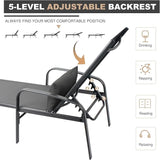 Outdoor Chaise Lounge Chair Adjustable Pool Lounge Chairs with Lumbar Pillow Outside Tanning Chairs for Beach Deck - Photo 5