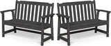 Ciokea 49" Heavy Duty Outdoor Bench Set of 2, HDPE Weatherproof Garden Bench, 2-Person Memorial Benches with 660 Lbs - Photo 1