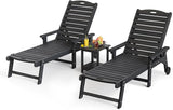 LUE BONA HDPS Chaise Lounge Chairs Set with Table, 3-Piece, Outdoor Pool Lounge Chair with Adjustable Backrest - Photo 1