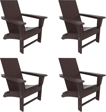 WestinTrends Ashore Modern Outdoor Folding Adirondack Chair (Set of 4), Dark Brown