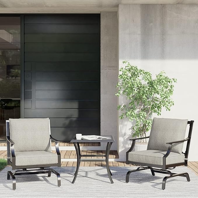 Grand patio 3-Piece Furniture Seating Motion Chairs Set Outdoor Bistro Set Patio Conversation Sets Glider Rocking Chair - Photo 3