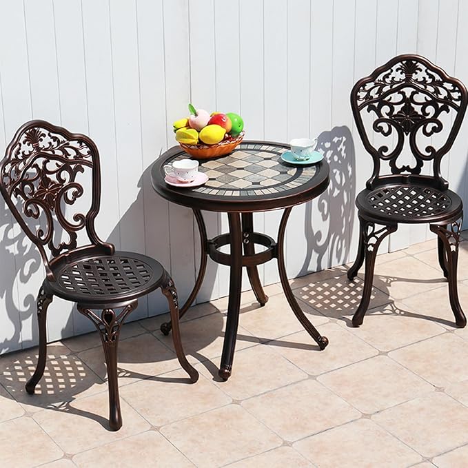 Outdoor Dining Chair Cast Aluminum Patio Chairs Set of 2 All-Weather Patio Dining Chair with Adjustable Feet for - Photo 2