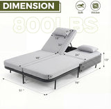 RADIATA 51.2" Outdoor Loveseat Sofa Bed, PE Wicker Patio Daybed with 2-Person Double Chaise Lounge - Photo 2
