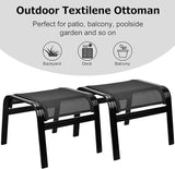 Patio Footstools Outdoor Foot Rest Aluminum Patio Ottomans Portable Seat Wicker Furniture Stackable Ottoman 2 Pieces - Photo 5